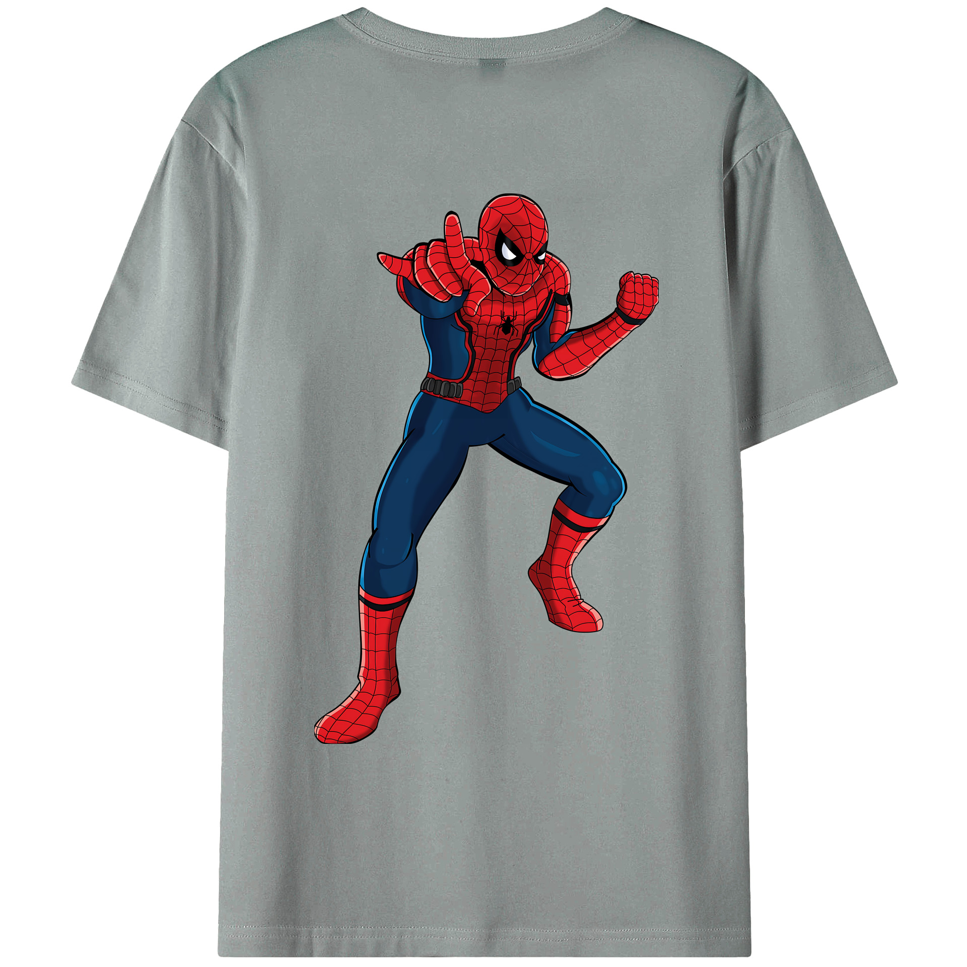 （画像用） Spider Man スパイダーマン 綿100％ メンズ半袖Tシャツ（バックプリント） 通気性